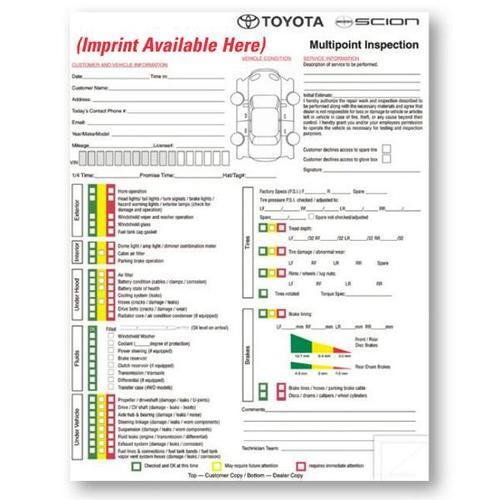 Toyota Multi-point Safety Inspection Forms – Adsco Companies