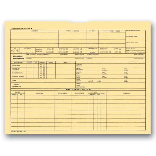 Front of Employee File Jacket