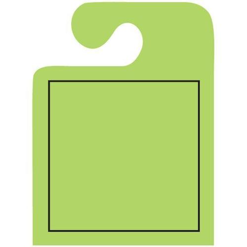 Florescent Green Outlined JHook Mirror Hang Tags ADSCO Companies
