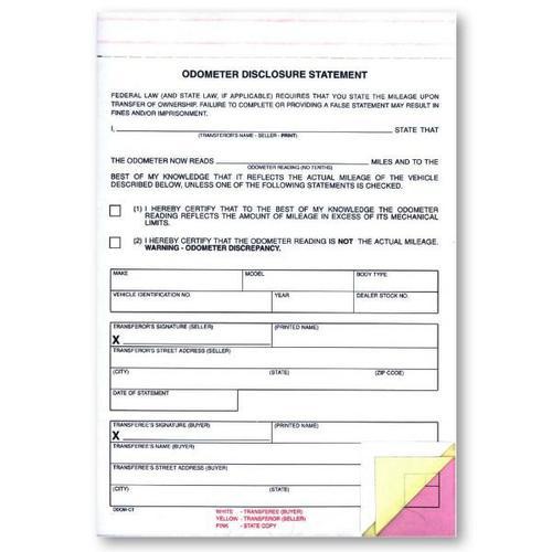 Odometer Disclosure Statements - Form ODOM-CT
