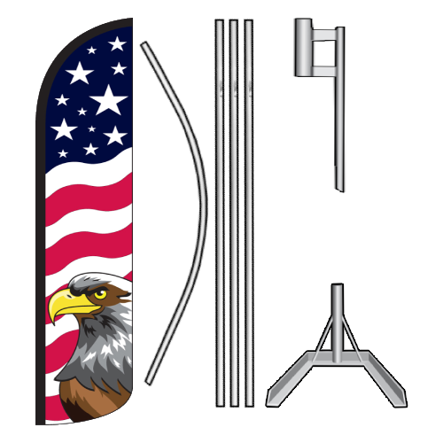 Patriotic Swooper Flag Kit - U.S. Flag with Eagle