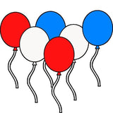 17" Rwb Assorted Balloons - 72/Bg