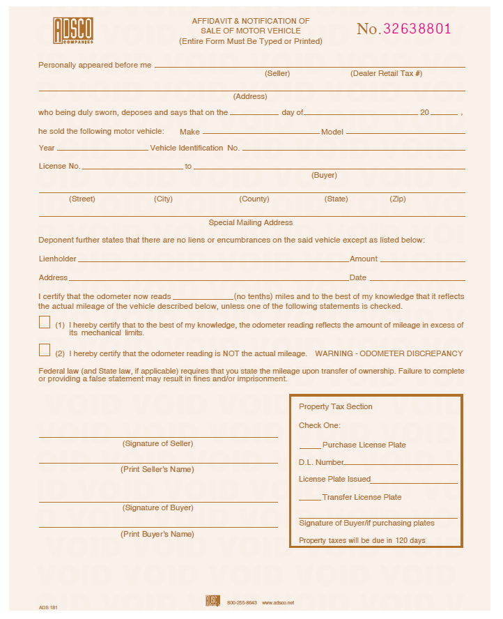 SC PTO or Affidavit & Notification Form