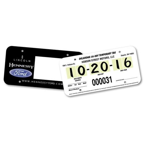 Temp Tag Independent Dealer License Plate 24 MIL Polyboard Auto