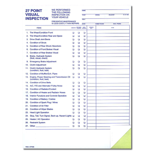 No Visual Inspection Document Ocular Inspection Example