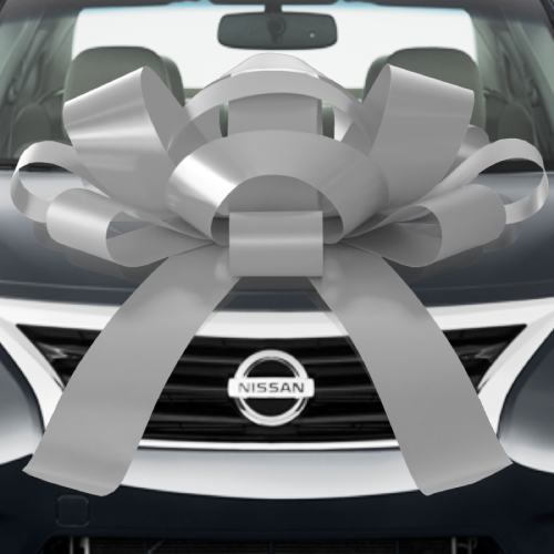 BigBows Giant Silver 30 inch Magnetic Car Bow, Weather Resistant Vinyl