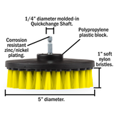 5" Flat Brush Drill Scrubber (Medium Yellow Brush)