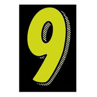 7.5" Chartreuse/Black Windshield Numbers - 9