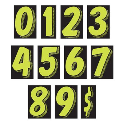7.5" Chartreuse/Black Windshield Numbers