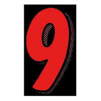 7.5" Red/Black Windshield Numbers - 9