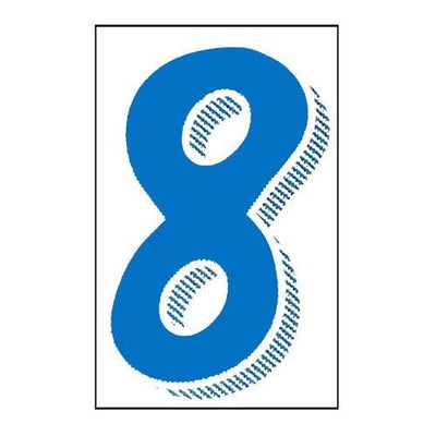 7.5" White/Blue Windshield Numbers - 8
