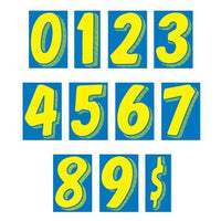 Yellow on Blue Windshield Numbers