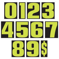 9.5" Large Windshield Numbers - Chartreuse/Black
