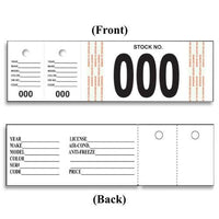 Black Vehicle Stock Number Tags