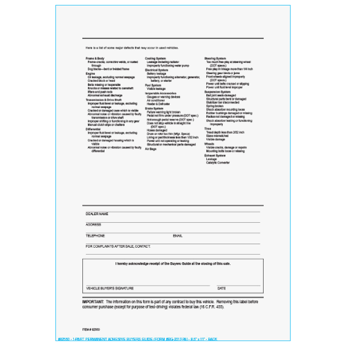 Blank Front / Back Standard B.G. Backer – ADSCO Companies