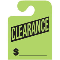 Florescent Green Clearance J-Hook Mirror Hang Tags
