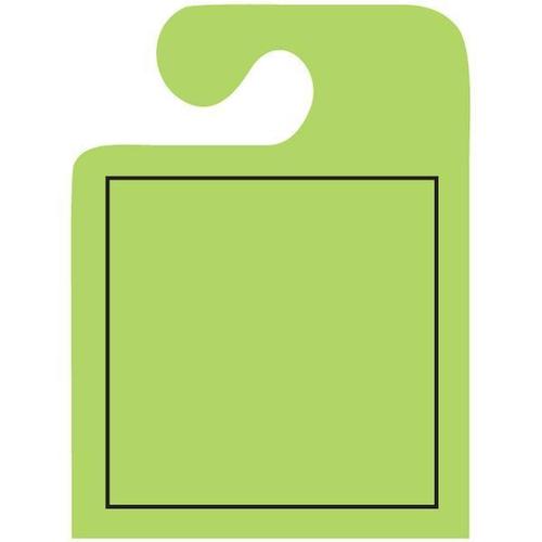 Florescent Green Outlined J-Hook Mirror Hang Tags