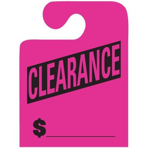 Florescent Pink Clearance J-Hook Mirror Hang Tags