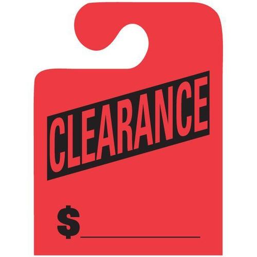 Florescent Red Clearance J-Hook Mirror Hang Tags