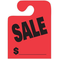 Florescent Red Sale J-Hook Mirror Hang Tags