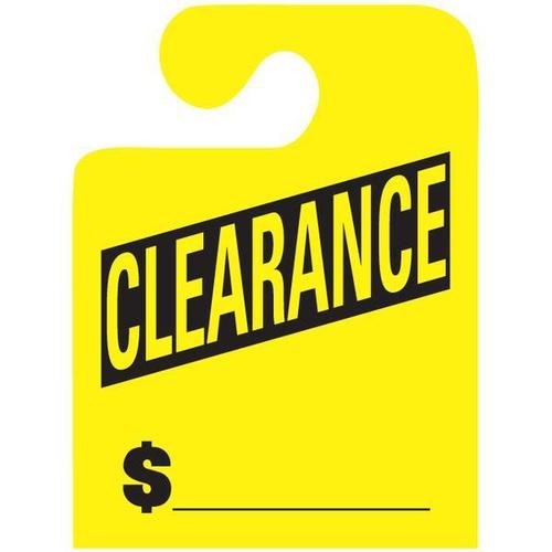 Florescent Yellow Clearance J-Hook Mirror Hang Tags