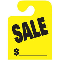 Florescent Yellow Sale J-Hook Mirror Hang Tags