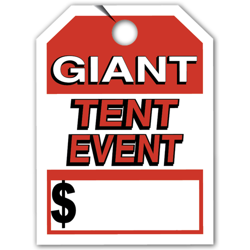 Giant Tent Event Mirror Hang Tag