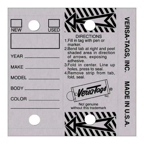 Gray Versa-Tags Self-Laminating Key Tags