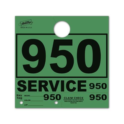 Green 3-Digit Service Department Hang Tags PLUS