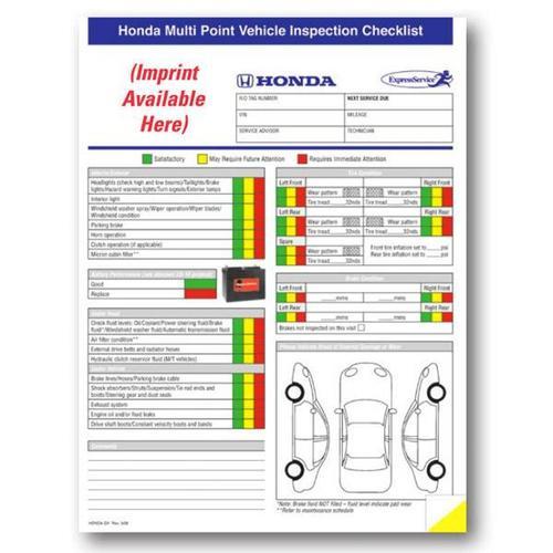 Honda Multi-Point Safety Inspection Form