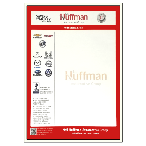 Huffman Automotive Group Verification Sticker