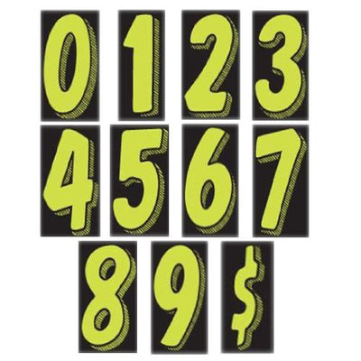 Large 11.5" Chartreuse/Black Windshield Numbers