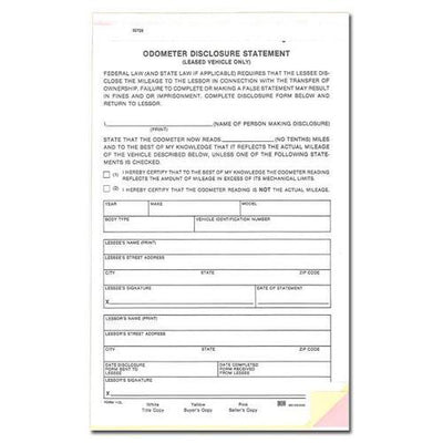 Odometer disclosure statement store for title transfers