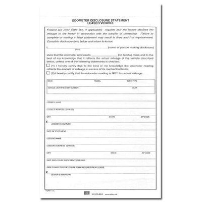 Leased Vehicle Odometer Disclosure Statement - Form 114L