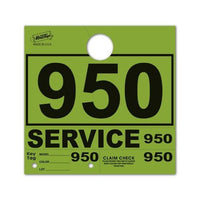 Lime Green 3-Digit Service Department Hang Tags PLUS