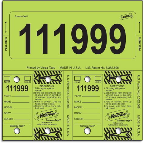 Lime Green Versa-Tags Consecu-Tags