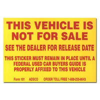 Vehicle Not For Sale Decals