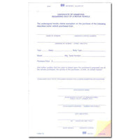 Ohio Certificate of Exemption Regarding Sale of a Motor Vehicle