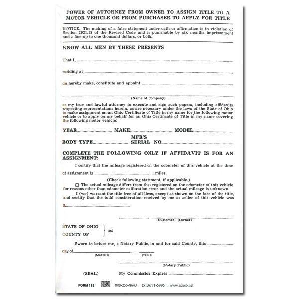 Ohio Power of Attorney Form