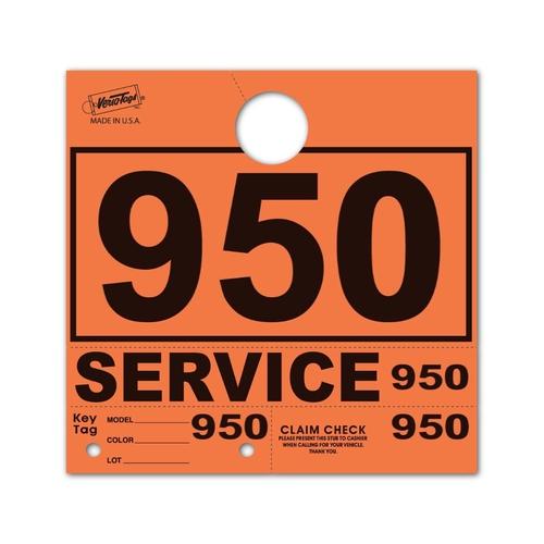 Orange 3-Digit Service Department Hang Tags PLUS