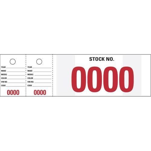 Red Vehicle Stock Number Tags