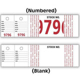 Red Vehicle Stock Number Tags