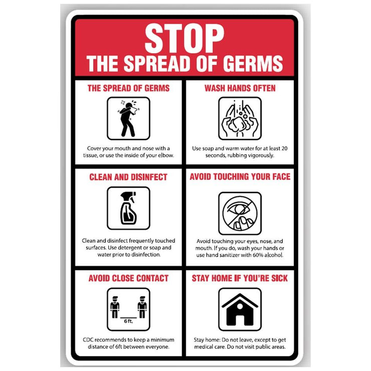 Stop the Spread of Germs Signage - Vertical