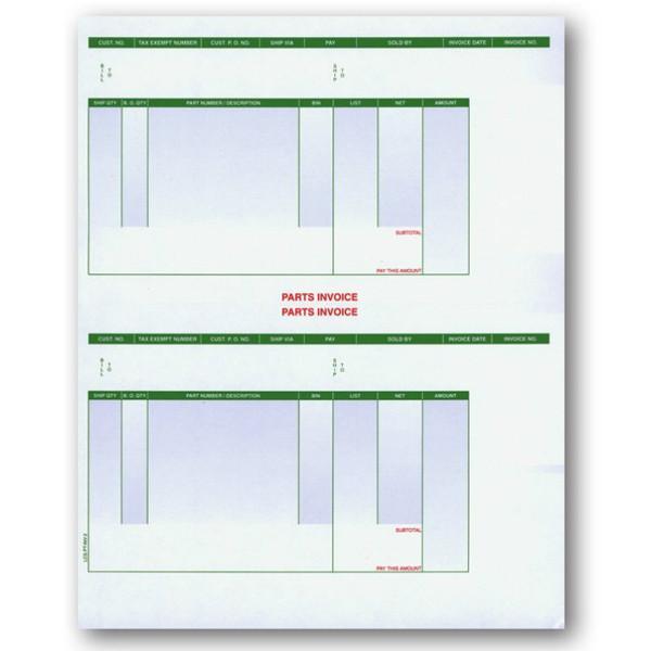 Two-up Laser Parts Invoice