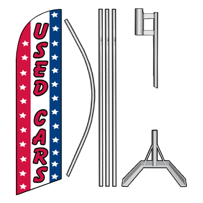 "Used Cars" (RWB Vertical) Swooper Flag Kit