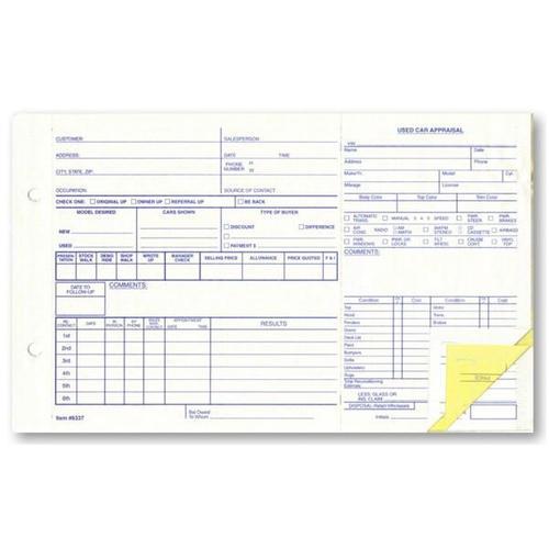 Three-Part Used Vehicle Appraisal Forms