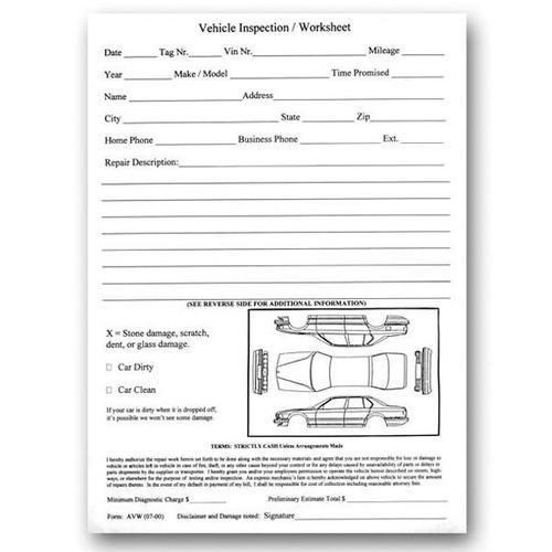 Vehicle Inspection Worksheet