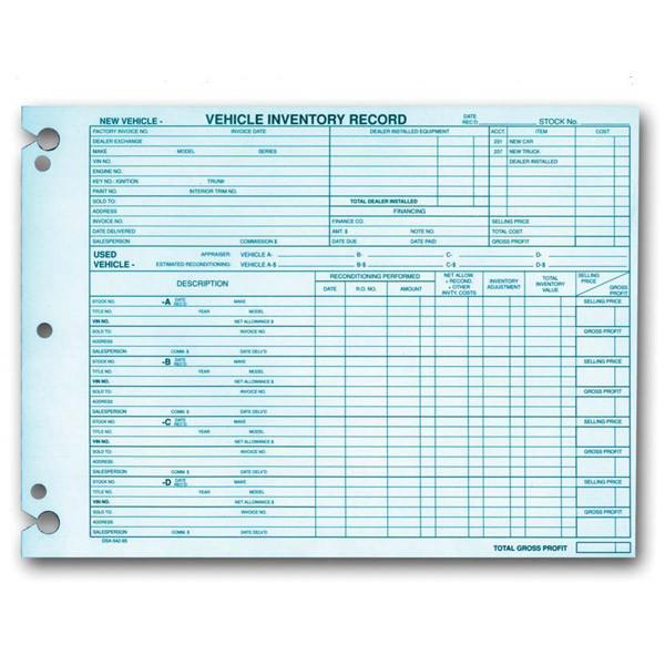 Vehicle Inventory Records - Form DSA 542-85