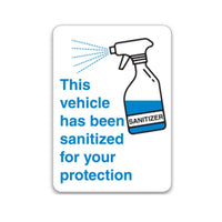 Vehicle Sanitized Stickers