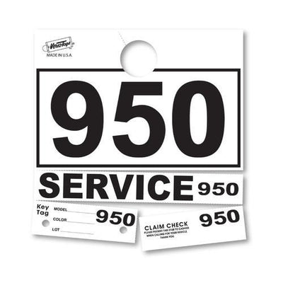 White 3-Digit Service Department Hang Tags PLUS